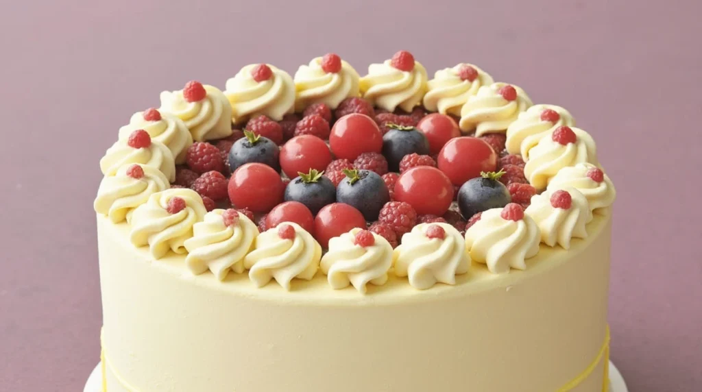 "A selection of cake slices in various flavors, including chocolate, vanilla, strawberry, and lemon, displayed on a table