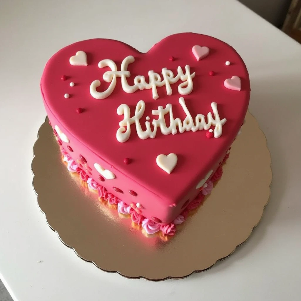 Beautifully Decorated Heart-Shaped Cake