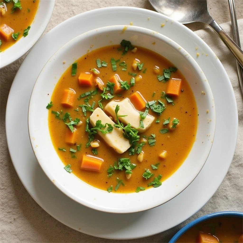  A hearty soup bone resting on a wooden cutting board